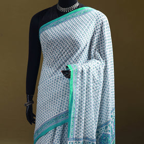 Sanganeri Hand Block Print Pure Mul Cotton Ready To Wear Saree  16