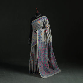 Bengal Kantha Hand Embroidery Silk Cotton Chapa Work Saree 40