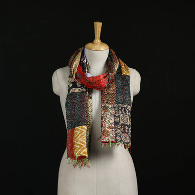 Bengal Kantha Handwork Patchwork Reversible Silk Stole 87