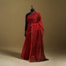 Bagh Hand Block Print Natural Dyed Kota Doria Cotton Saree 37