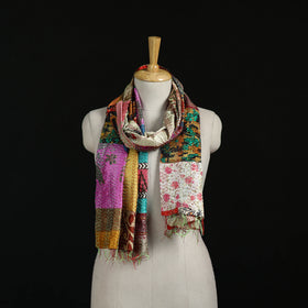 Bengal Kantha Handwork Patchwork Reversible Silk Stole 88
