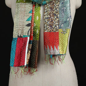 Bengal Kantha Handwork Patchwork Reversible Silk Stole 89