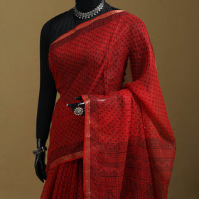 Bagh Hand Block Print Natural Dyed Kota Doria Cotton Saree 37