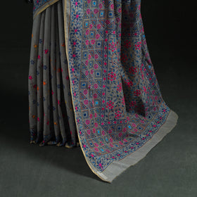Bengal Kantha Hand Embroidery Silk Cotton Chapa Work Saree 40