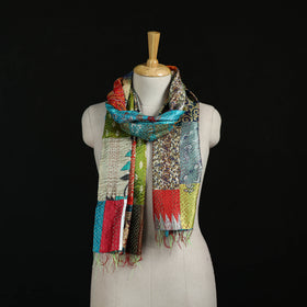 Bengal Kantha Handwork Patchwork Reversible Silk Stole 89
