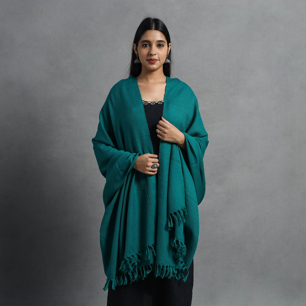 Green - Kumaun Handwoven Pure Merino Wool Shawl for Women 23