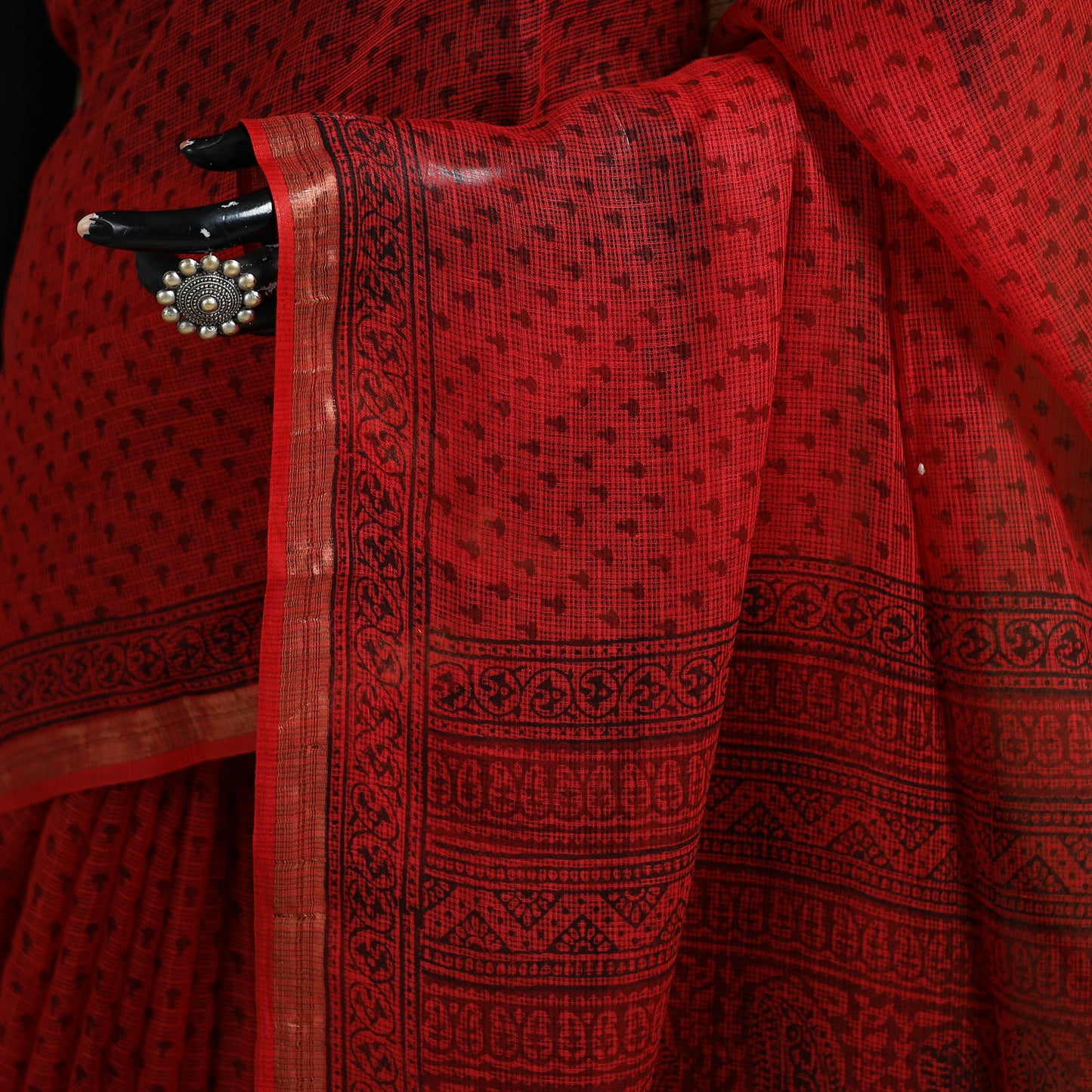 Bagh Hand Block Print Natural Dyed Kota Doria Cotton Saree 37