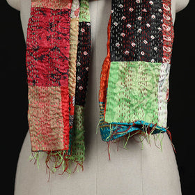 Bengal Kantha Handwork Patchwork Reversible Silk Stole 91