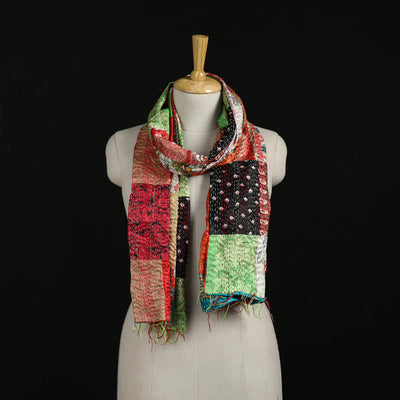 Bengal Kantha Handwork Patchwork Reversible Silk Stole 91