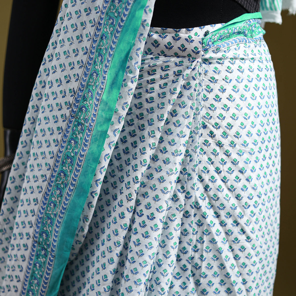 Sanganeri Hand Block Print Pure Mul Cotton Ready To Wear Saree  16