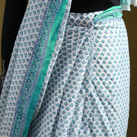 Sanganeri Hand Block Print Pure Mul Cotton Ready To Wear Saree  16