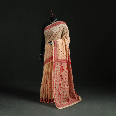 Bengal Kantha Hand Embroidery Silk Cotton Chapa Work Saree 41