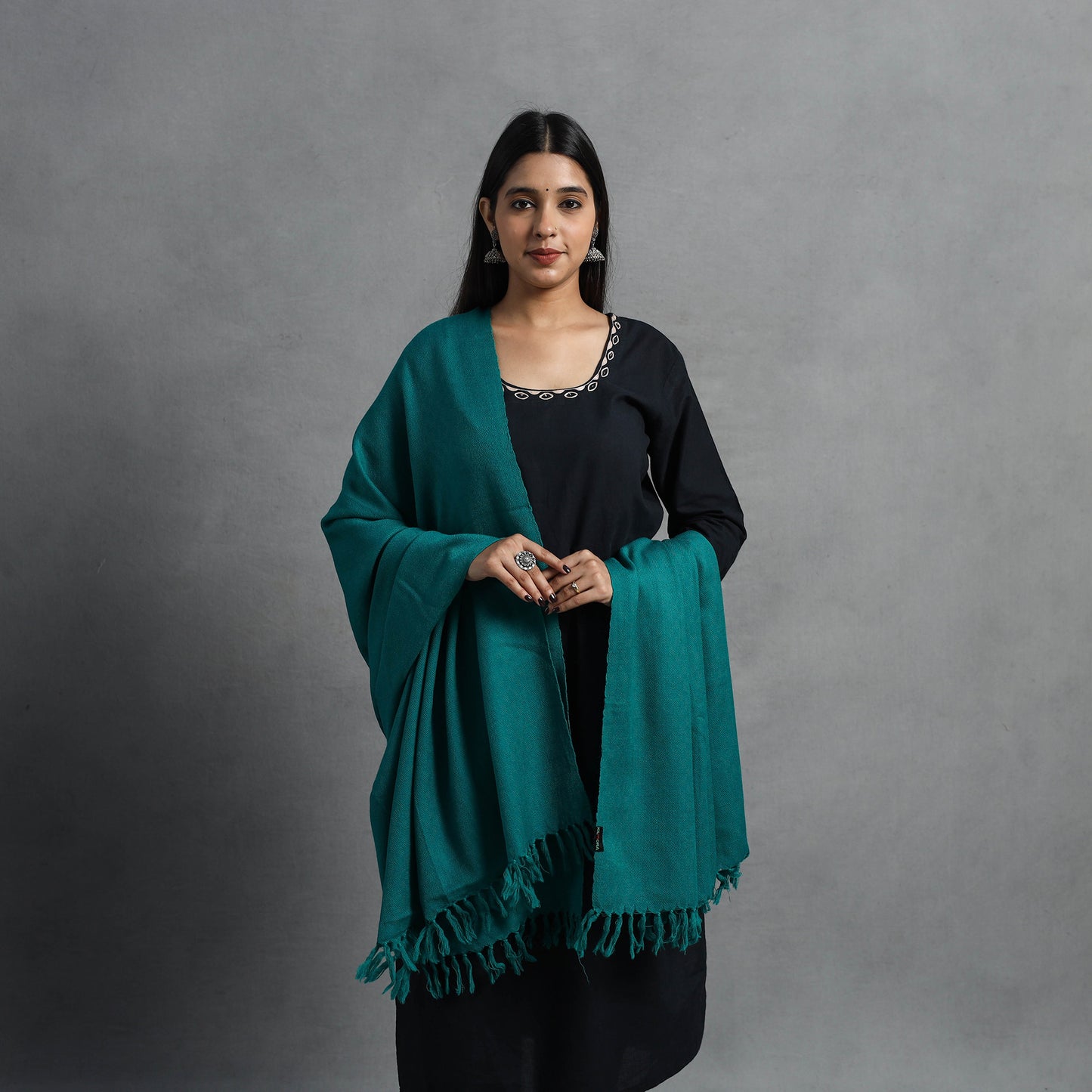 Green - Kumaun Handwoven Pure Merino Wool Shawl for Women 23