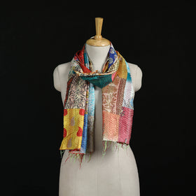 Bengal Kantha Handwork Patchwork Reversible Silk Stole 92