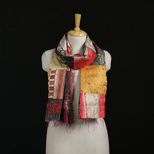 Bengal Kantha Handwork Patchwork Reversible Silk Stole 93