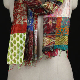 Bengal Kantha Handwork Patchwork Reversible Silk Stole 94