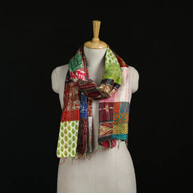 Bengal Kantha Handwork Patchwork Reversible Silk Stole 94