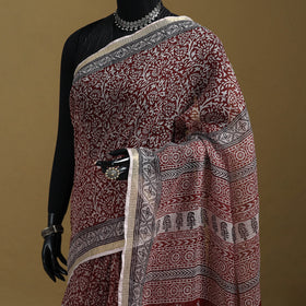 Bagh Hand Block Print Natural Dyed Kota Doria Cotton Saree 38