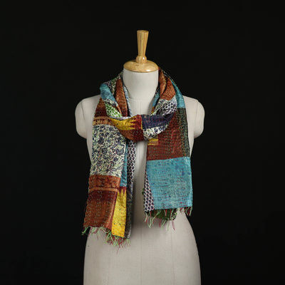 Bengal Kantha Handwork Patchwork Reversible Silk Stole 95