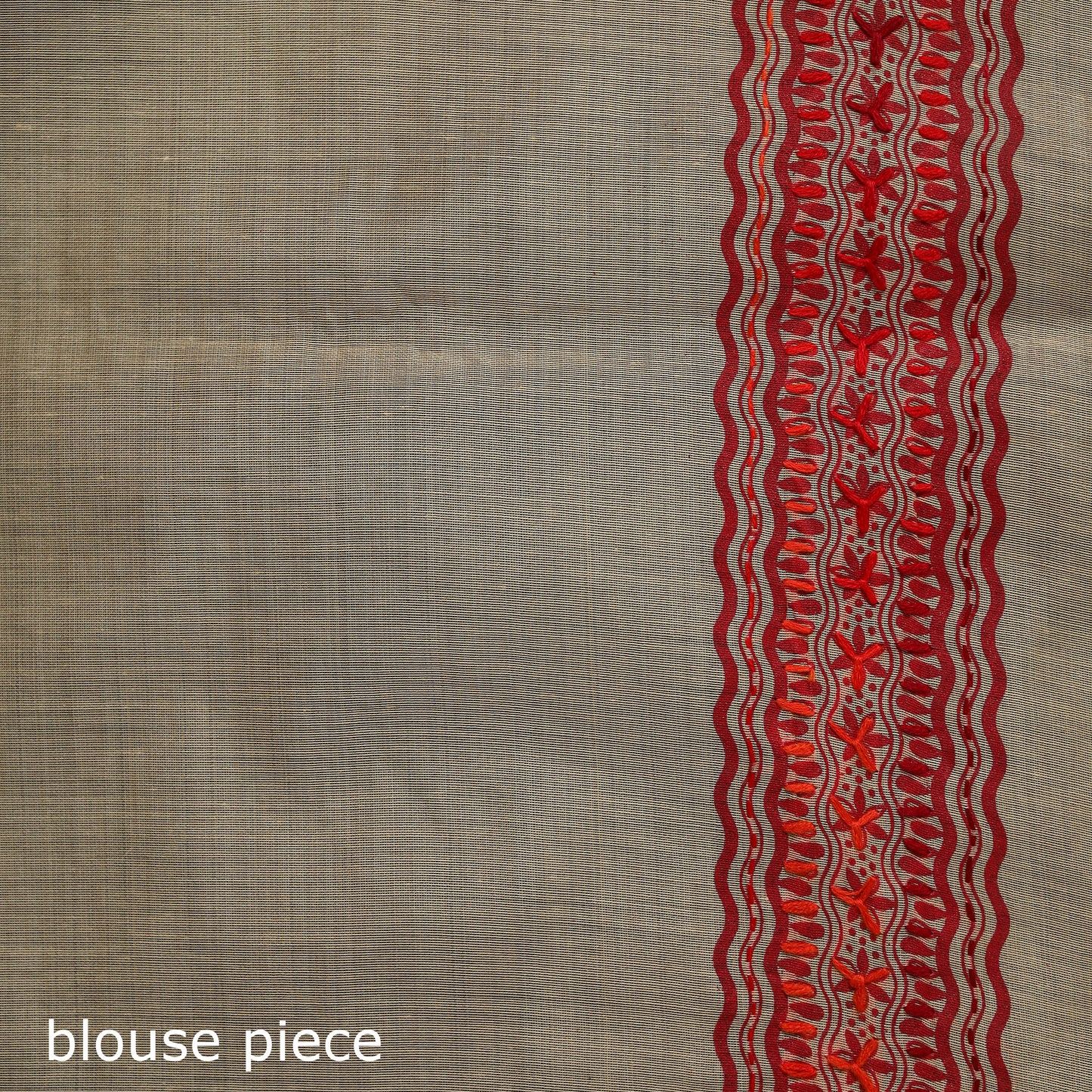 Beige - Bengal Kantha Hand Embroidery Silk Cotton Chapa Work Saree 41