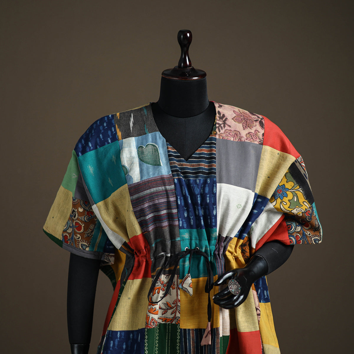 Patchwork cotton short kaftan