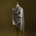 Brown - Kutch Handspun Handwoven Merino Wool x Katia Silk Chomuk Buta Shawl 02