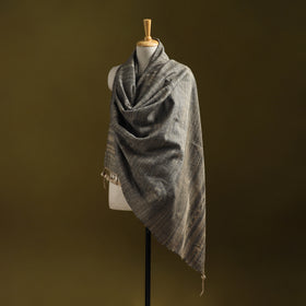 Brown - Kutch Handspun Handwoven Merino Wool x Katia Silk Chomuk Buta Shawl 02
