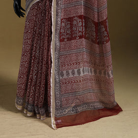Bagh Hand Block Print Natural Dyed Kota Doria Cotton Saree 38