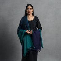 Blue - Kumaun Handwoven Pure Merino Wool Shawl for Women 24