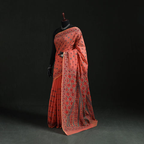 Bengal Kantha Hand Embroidery Silk Cotton Chapa Work Saree 42