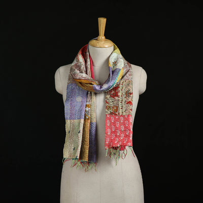 Bengal Kantha Handwork Patchwork Reversible Silk Stole 99