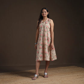 Sanganeri Floral Hand Block Print Cotton Flared Dress for Women 17