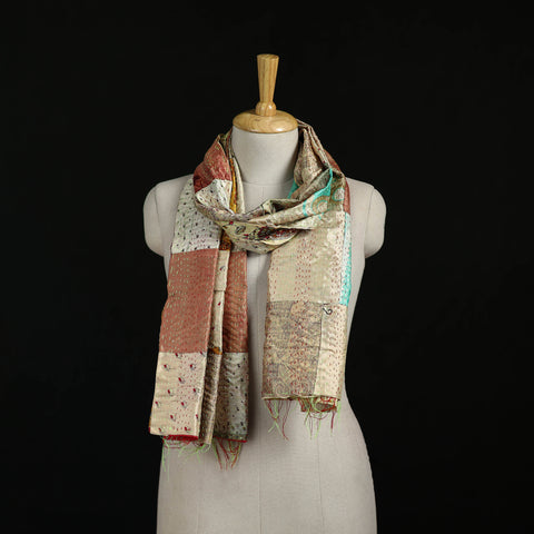 Bengal Kantha Handwork Patchwork Reversible Silk Stole 100