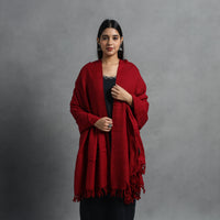 Red - Kumaun Handwoven Pure Merino Wool Shawl for Women 25