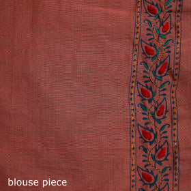 Peach - Bengal Kantha Hand Embroidery Silk Cotton Chapa Work Saree 42