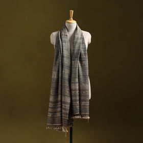 Brown - Kutch Handspun Handwoven Merino Wool x Katia Silk Chomuk Buta Shawl 02