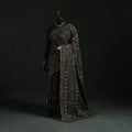 Black - Bengal Kantha Hand Embroidery Silk Cotton Chapa Work Saree 43
