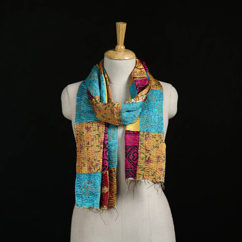 Bengal Kantha Handwork Patchwork Reversible Silk Stole 101