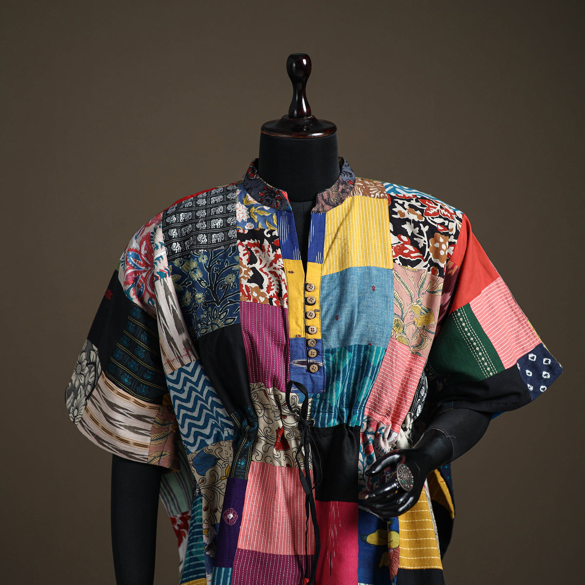 Patchwork cotton short kaftan