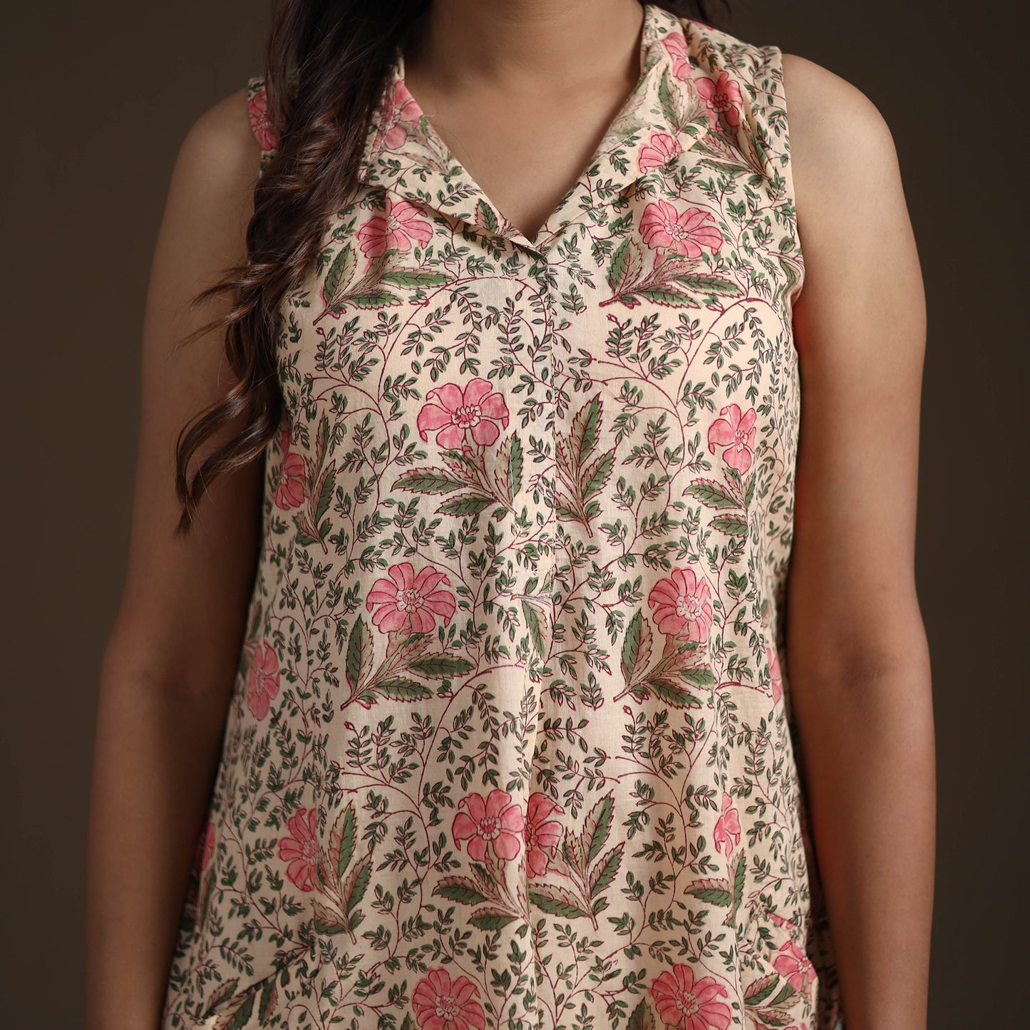 Sanganeri Floral Hand Block Print Cotton Flared Dress for Women 17