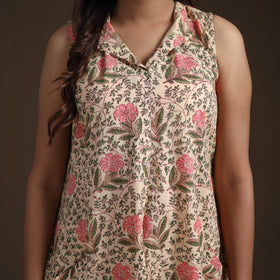 Sanganeri Floral Hand Block Print Cotton Flared Dress for Women 17