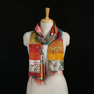 Bengal Kantha Handwork Patchwork Reversible Silk Stole 103