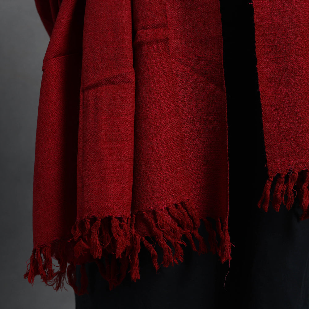 Red - Kumaun Handwoven Pure Merino Wool Shawl for Women 25