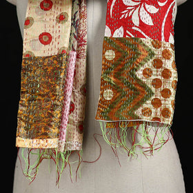 Bengal Kantha Handwork Patchwork Reversible Silk Stole 104
