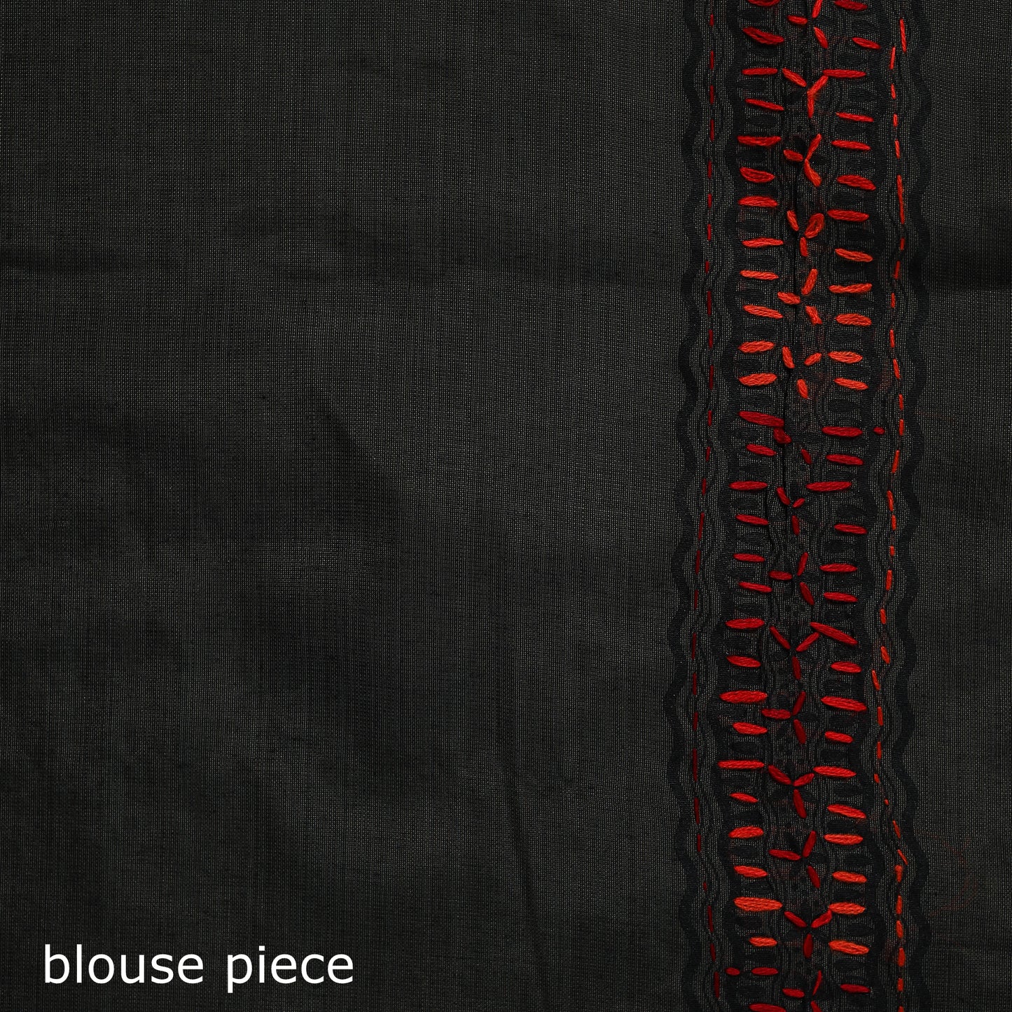 Black - Bengal Kantha Hand Embroidery Silk Cotton Chapa Work Saree 43