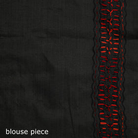 Black - Bengal Kantha Hand Embroidery Silk Cotton Chapa Work Saree 43