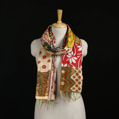 Bengal Kantha Handwork Patchwork Reversible Silk Stole 104