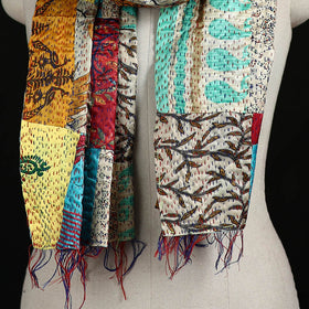 Bengal Kantha Handwork Patchwork Reversible Silk Stole 105