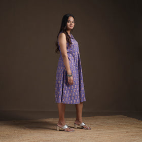 Sanganeri Floral Hand Block Print Cotton Flared Dress for Women 18