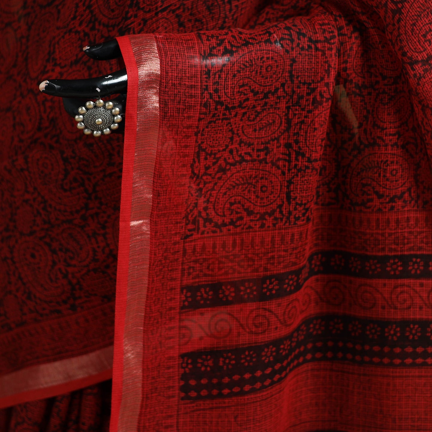 Bagh Hand Block Print Natural Dyed Kota Doria Cotton Saree 40